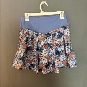 Aerie Offline Floral Skirt in Blue and Orange